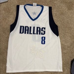 Dallas Basketball Jersey in White and Blue

- stained